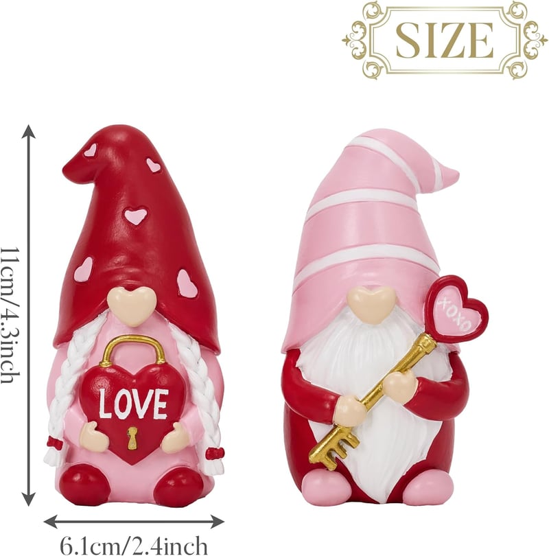 Valery Madelyn Szerelmes Gnóm Pár Dekoráció, Piros-Rózsaszín Valentinnapi Ajándék, 11 cm