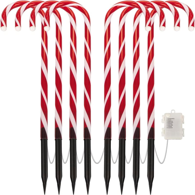 Valiant Fun Karácsonyi Cukorbot LED Fényfüzér Piros 8db 64 LED 4,2m