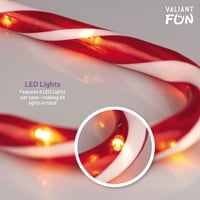 Valiant Fun Karácsonyi Cukorbot LED Fényfüzér Piros 8db 64 LED 4,2m 3