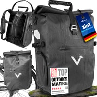 Valkental 3v1 cyklistická taška Pro – 23L, 100% vodoodolná, taška na nosič, batoh a taška cez rameno, recyklovaný nylon, čierna 1
