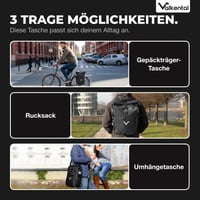 Valkental 3v1 cyklistická taška Pro – 23L, 100% vodoodolná, taška na nosič, batoh a taška cez rameno, recyklovaný nylon, čierna 2