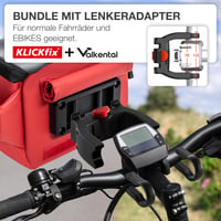 Cyklistická taška Valkental x KLICKfix 3v1, 4 l – taška na riadidlá a ľadvinka – plne reflexná a vodoodolná – s priehradkou na telefón – kompatibilná s elektrobicyklami 3