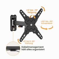 Nástenný držiak na TV Value s 2 kĺbmi pre obrazovky s uhlopriečkou 13-43", čierny, nosnosť 20 kg 3