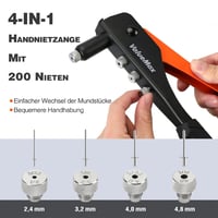 ValueMax 4 az 1-ben vak szegecselő készlet 200 szegeccsel DIY szerszám - Steel 4