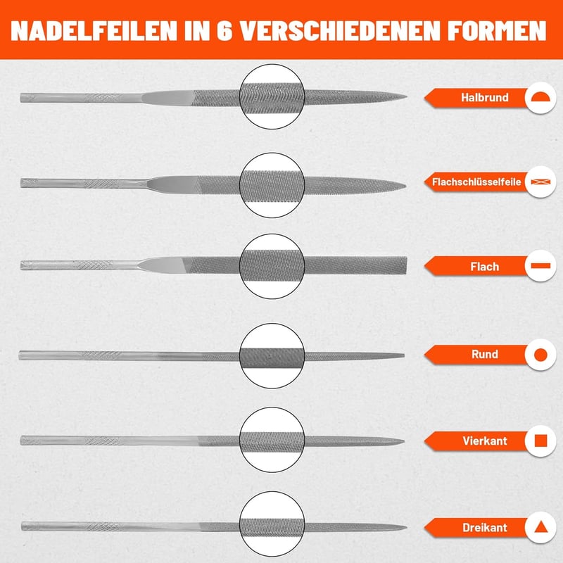 ValueMax 7 részes mini reszelő készlet fém fa műanyag faragáshoz - mini, Orange & Black, metal