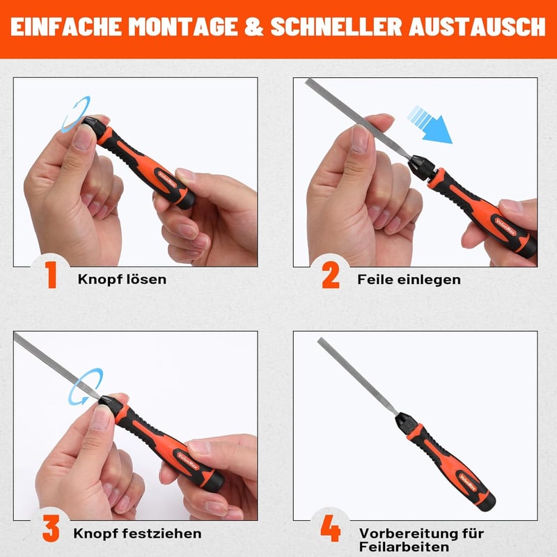 ValueMax 7 részes mini reszelő készlet fém fa műanyag faragáshoz - mini, Orange & Black, metal