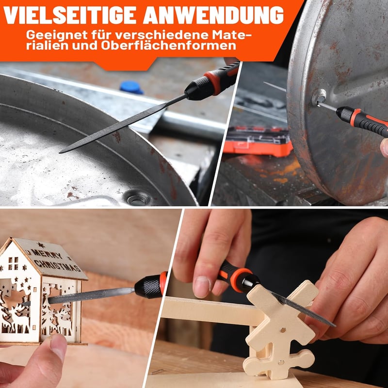 ValueMax 7 részes mini reszelő készlet fém fa műanyag faragáshoz - mini, Orange & Black, metal