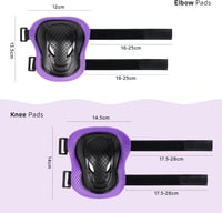 ValueTalks Gyermek Védőfelszerelés Szett - Sisak, Térd- és Könyökvédő Görkorcsolyához, Gördeszkához, Kerékpárhoz - Állítható, 5-12 Éveseknek - Purple 7