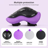 ValueTalks Gyermek Védőfelszerelés Szett - Sisak, Térd- és Könyökvédő Görkorcsolyához, Gördeszkához, Kerékpárhoz - Állítható, 5-12 Éveseknek - Purple 3