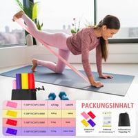 Set de benzi elastice de fitness VALYPANOR 1,5 m - 4 benzi de antrenament cu rezistențe diferite pentru Yoga, Pilates, Crossfit, Fizioterapie, cu geantă inclusă 2