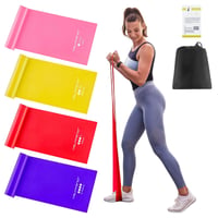 Set de benzi elastice de fitness VALYPANOR 1,5 m - 4 benzi de antrenament cu rezistențe diferite pentru Yoga, Pilates, Crossfit, Fizioterapie, cu geantă inclusă 1