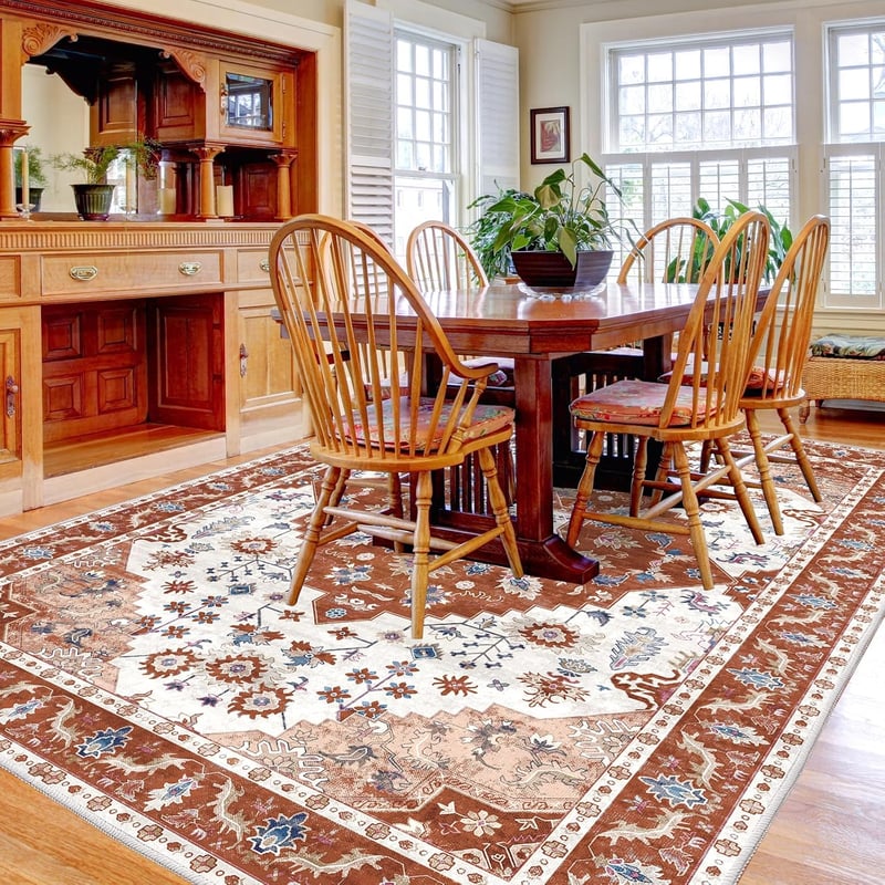 Vamcheer Vintage Szőnyeg 160x230cm Narancssárga Puha Mosható Szőrme Szőnyeg