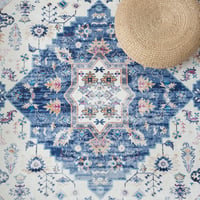 Vamcheer Vintage Szőnyeg 300x400cm Kék Puha Mosható Szobaszőnyeg Csúszásmentes 7