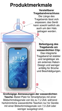 Set 2 huse de telefon impermeabile Vamirionix, IPX8, până la 7,2 inchi, cu sistem de sigilare în 4 straturi, husă subacvatică pentru smartphone 2