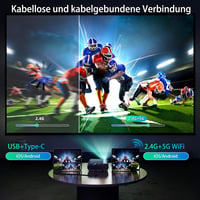 Vamvo WiFi Hordozható Projektor 1080P, 200 Colos Filmvetítő Telefonnal Kompatibilis 2