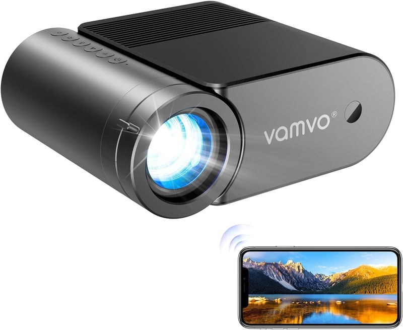 Vamvo WiFi Hordozható Projektor 1080P, 200 Colos Filmvetítő Telefonnal Kompatibilis