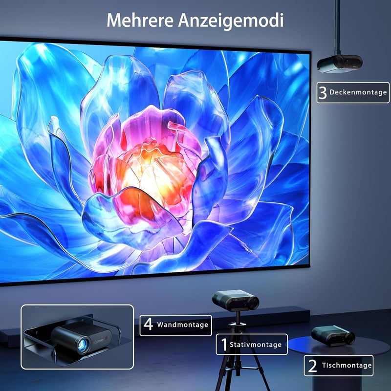 Vamvo WiFi Hordozható Projektor 1080P, 200 Colos Filmvetítő Telefonnal Kompatibilis