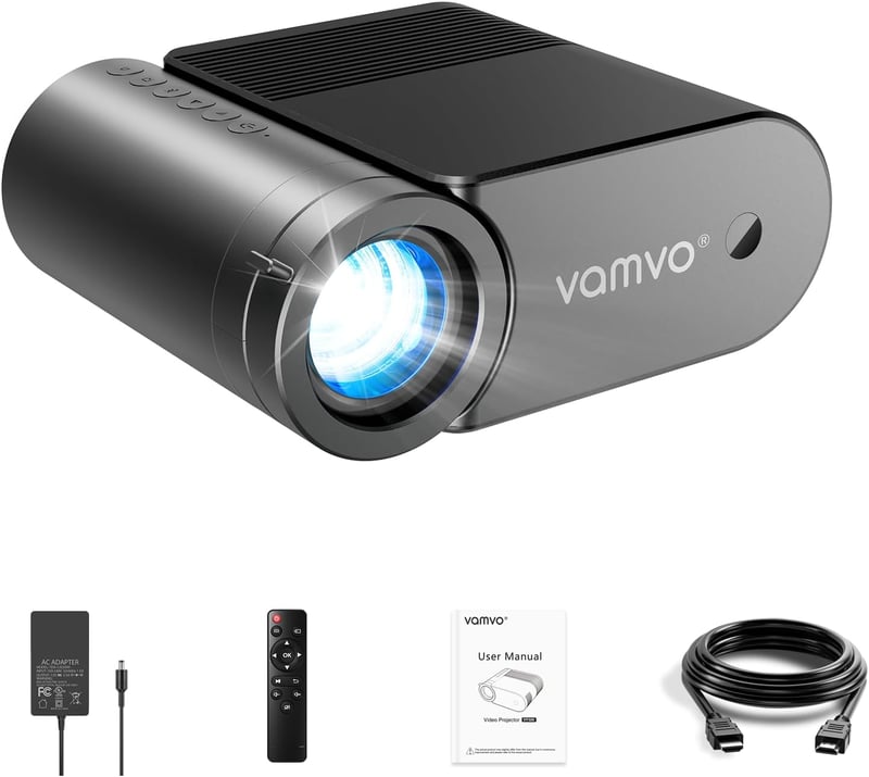 Vamvo WiFi Hordozható Projektor 1080P, 200 Colos Filmvetítő Telefonnal Kompatibilis