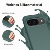 Silikónový kryt Vancle na Google Pixel 9 a Pixel 9 Pro s podšívkou z mikrovlákna, nárazuvzdorný, odolný voči poškriabaniu, nezanecháva odtlačky prstov, 6,3 palca, tmavozelený 4