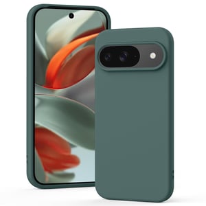 Vancle silikonska maskica za Google Pixel 9 i Pixel 9 Pro s podstavom od mikrovlakana, otporna na udarce, otporna na ogrebotine, protiv otisaka prstiju, 6,3 inča, tamnozelena