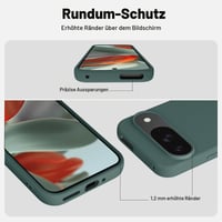 Silikónový kryt Vancle na Google Pixel 9 a Pixel 9 Pro s podšívkou z mikrovlákna, nárazuvzdorný, odolný voči poškriabaniu, nezanecháva odtlačky prstov, 6,3 palca, tmavozelený 3