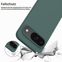 Silikónový kryt Vancle na Google Pixel 9 a Pixel 9 Pro s podšívkou z mikrovlákna, nárazuvzdorný, odolný voči poškriabaniu, nezanecháva odtlačky prstov, 6,3 palca, tmavozelený 5