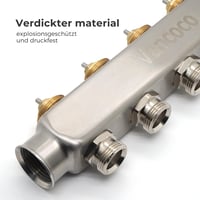 VANCOCO Fűtési Elosztó Rozsdamentes Acél 5 Körös Euro Kúp 16x2mm Padlófűtéshez 3