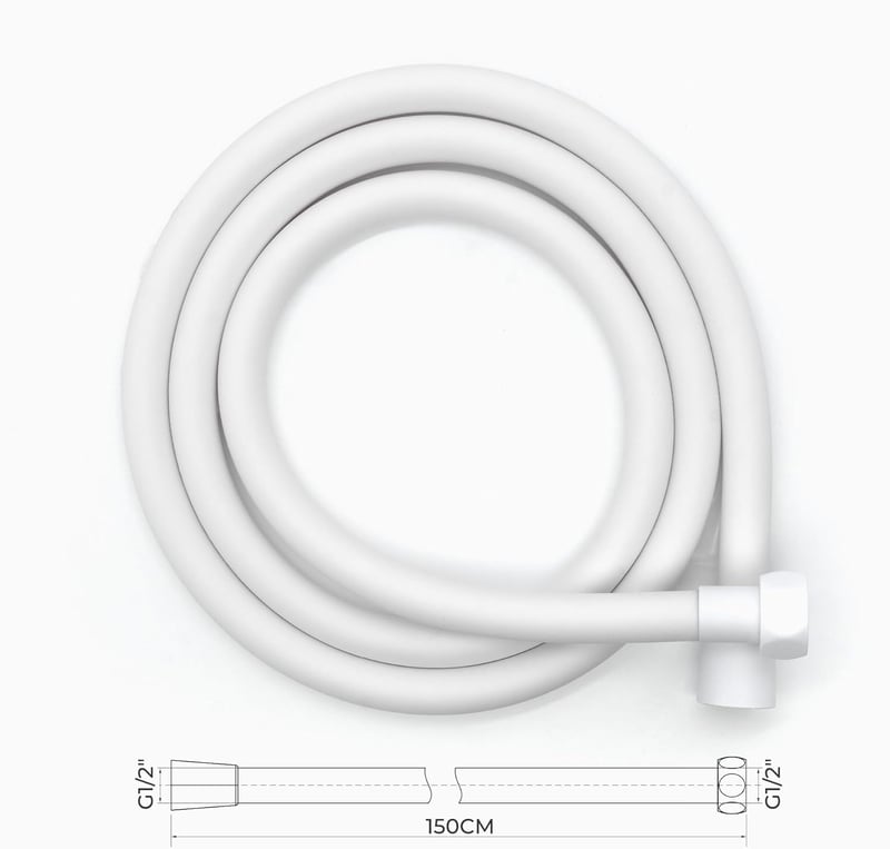VANCOCO PVC zuhanycső 1,5 m G1/2 fehér szűrővel rozsdamentes acél hálóval