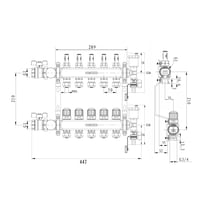 Nerezový vykurovací rozdeľovač VANCOCO 5-okruhový, eurokonus 16x2 mm pre podlahové kúrenie 2