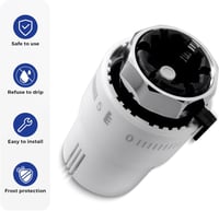 VANCOCO Termosztátikus Radiátorszelep M30×1.5mm Fehér Folyadék Érzékelő 6-28°C 8