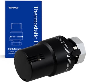 VANCOCO termostatska glava za radijatorski ventil M30×1,5 mm - crna