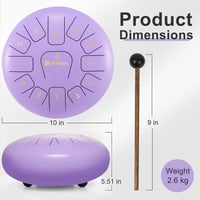 Vangoa 12 Colos Acél Tongue Drum - 13 Hangú C-Dúr Hangszer Meditációhoz és Jógához, Ütővel, Hangjegy Matricával és Ujjvédővel 3