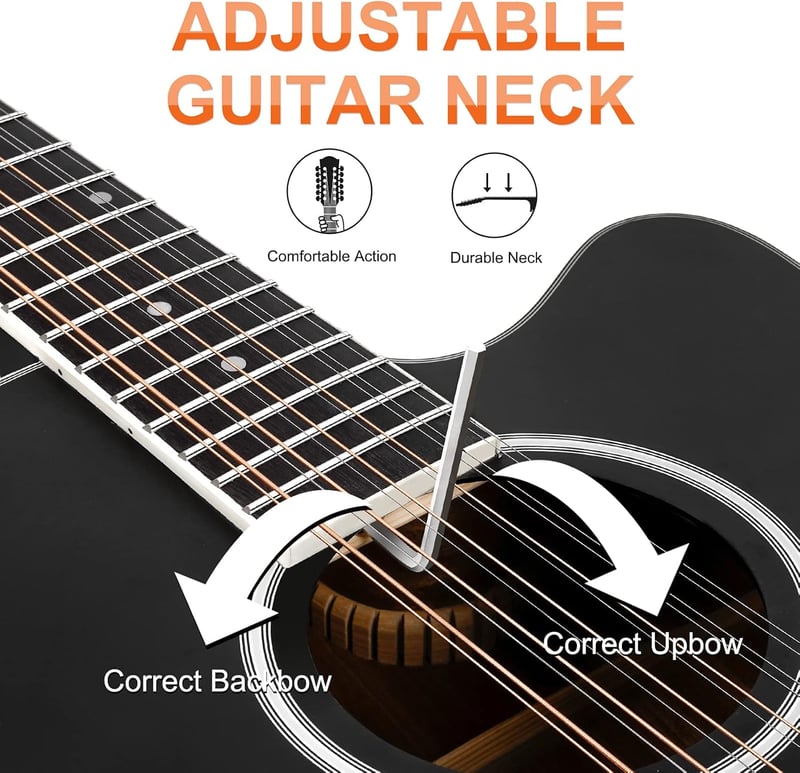 Vangoa 12 húros western gitár 41" pickup EQ elektroakusztikus fekete