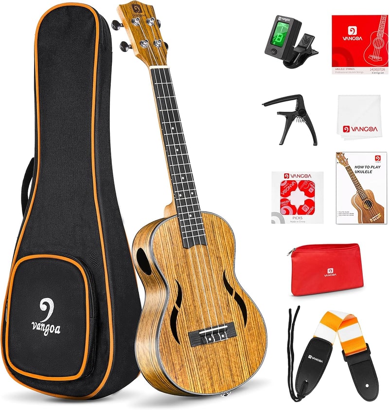 Vangoa 26 hüvelykes tenor ukulele szett diófa, kezdőknek, gig táskával