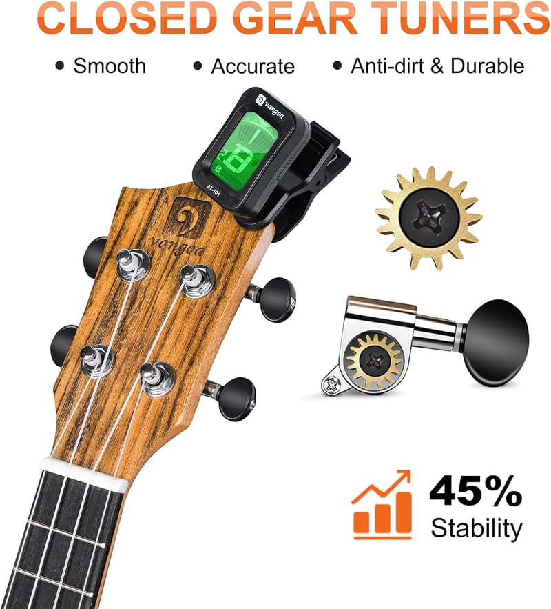 Vangoa 26 hüvelykes tenor ukulele szett diófa, kezdőknek, gig táskával