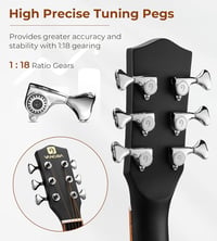 Vangoa 4/4 Balkezes Elektroakusztikus Gitár 41" - Fekete Dreadnought Kivágással, 4-Sávos Equalizer, Kezdőknek, Lucfenyő Test 3