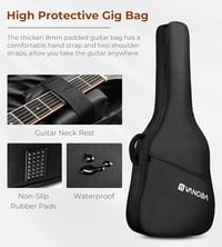 Vangoa 4/4 Balkezes Elektroakusztikus Gitár 41" - Fekete Dreadnought Kivágással, 4-Sávos Equalizer, Kezdőknek, Lucfenyő Test 7