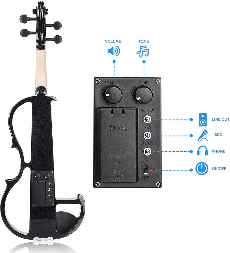 Vangoa 4/4 Elektromos Hegedű Teljes Méret Kezdőknek és Profiknak - 4/4, black