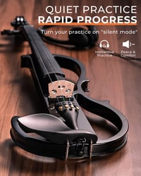 Vangoa 4/4 Elektromos Hegedű Teljes Méret Kezdőknek és Profiknak - 4/4, black 2