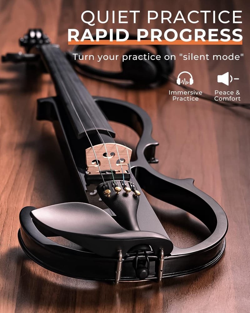 Vangoa 4/4 Elektromos Hegedű Teljes Méret Kezdőknek és Profiknak - 4/4, black
