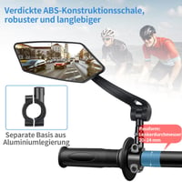 Oglindă retrovizoare pentru bicicletă Vankarr pentru E-Bike, partea stângă, 2 bucăți, HD, pliabilă, pentru ghidon de 20-24 mm 4