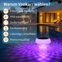 Dozator Plutitor de Clor pentru Piscină Vankarr cu Iluminare LED Solară și Telecomandă, Dozator de Tablete de Clor Plutitor Rezistent la Apă IP68 6