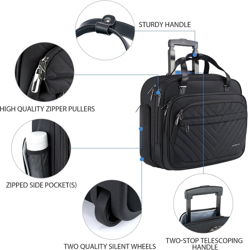 VANKEAN Gurulós Laptop Táska Nőknek 15.6" Vízálló Üzleti Utazótáska RFID Védelemmel