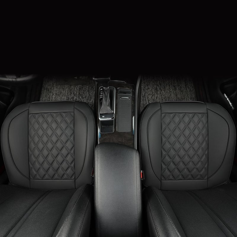 Set huse auto din piele Vankerful, 2 bucăți, negru, protecție scaune de lux
