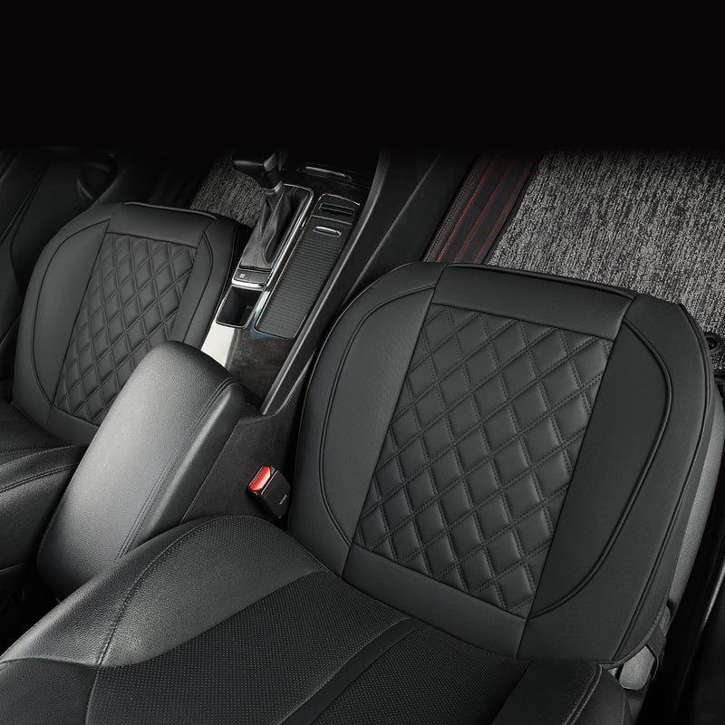 Set huse auto din piele Vankerful, 2 bucăți, negru, protecție scaune de lux
