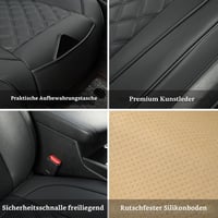 Set huse auto din piele Vankerful, 2 bucăți, negru, protecție scaune de lux 2