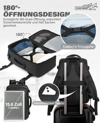 VANKEV 45x36x20 Laptop Hátizsák Easyjet Kézipoggyász Utazási Backpack Szürke 6