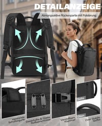 VANKEV 45x36x20 Laptop Hátizsák Easyjet Kézipoggyász Utazási Backpack Szürke 5