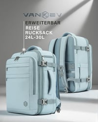 VANKEV Bővíthető Fedélzeti Hátizsák 40x30x20-25cm Ryanair EasyJet Wizz Air Laptop Táska Világoskék 8