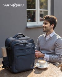 VANKEV bővíthető kézipoggyász hátizsák 40x30x20–40x30x25 cm (24–30 L), 15,6", sötétkék 6